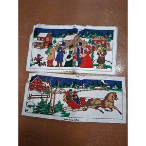 Vintage Hallmark Christmas Fabric Cut & Sew Panels For Stuffed Decorations Winte